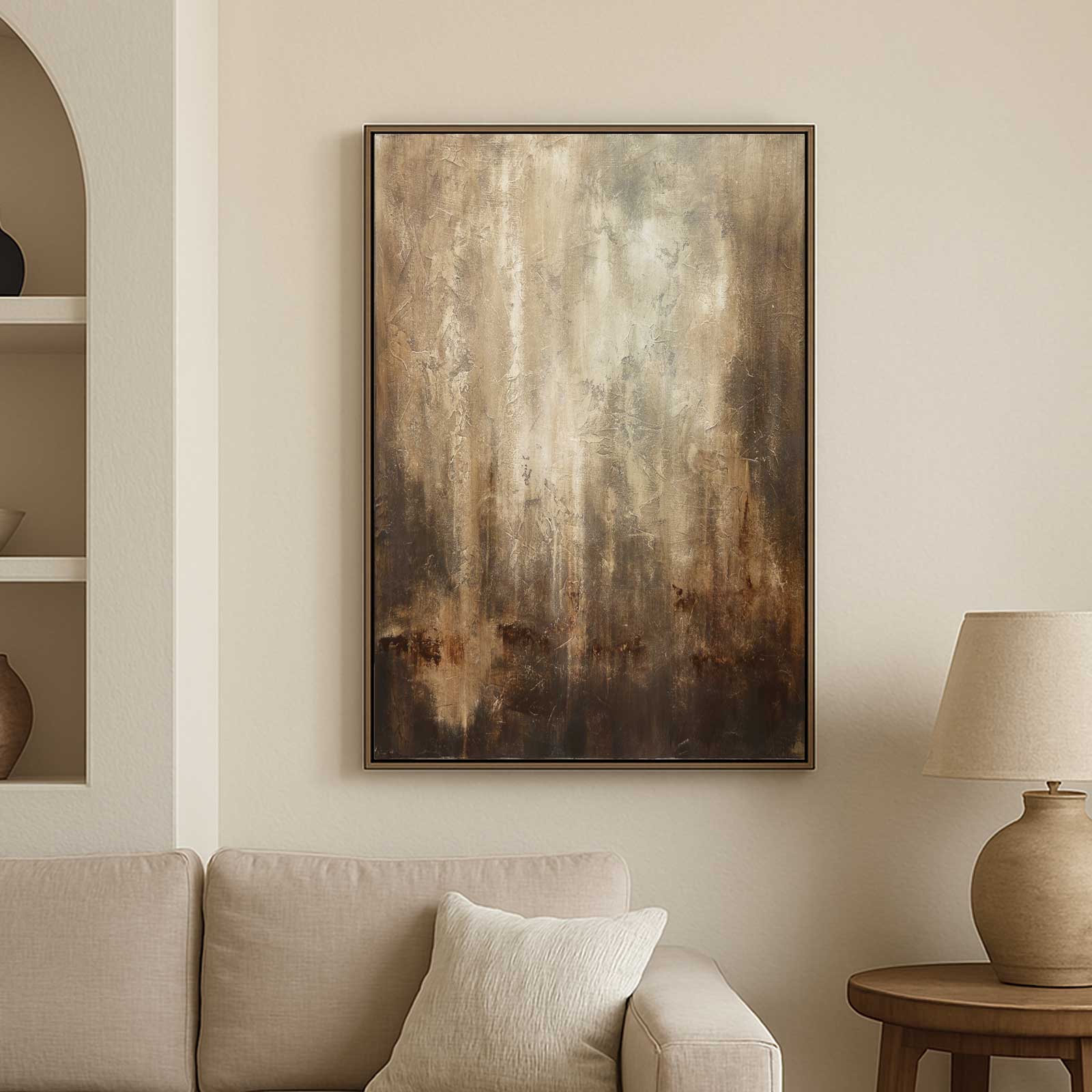 Abstract Brown Wabi Sabi Painting vertical textures