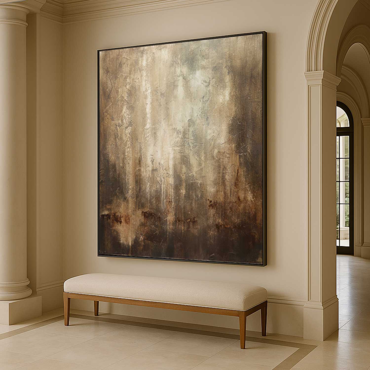 Abstract Brown Wabi Sabi Painting Earth Tones Painting Beige hallway