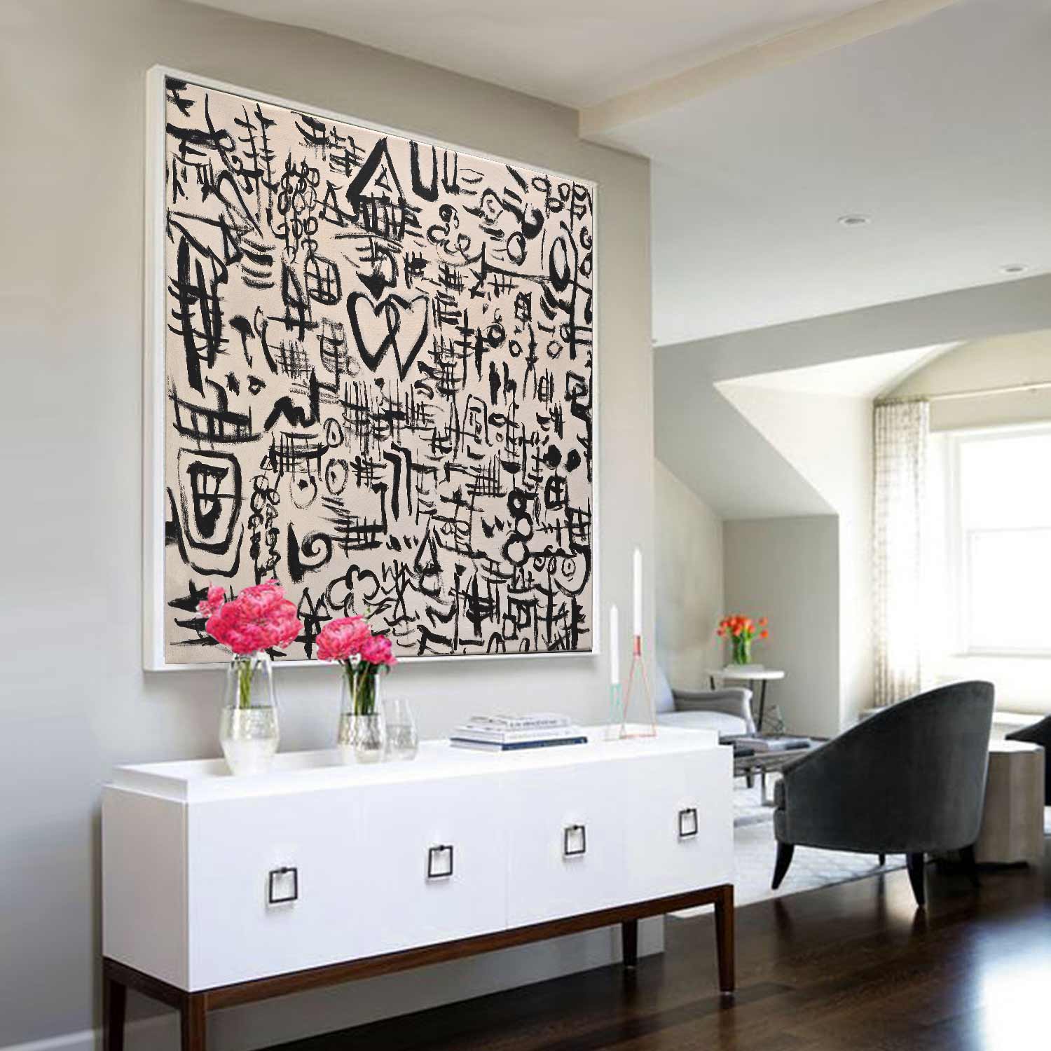 Hand-painted Wall Art Heart Symbols Oil Painting "A Maze to Love"