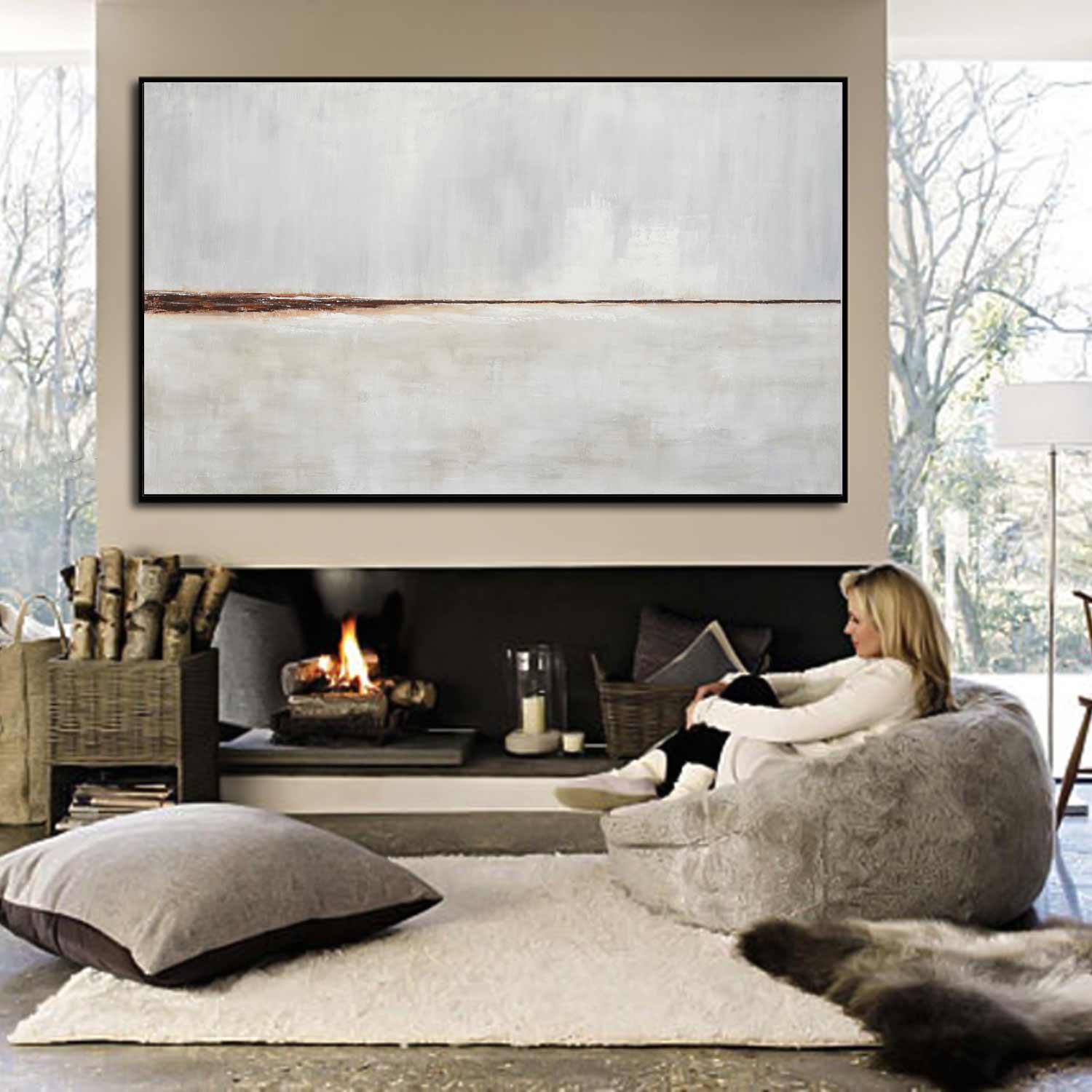 Large Landscape Painting Hand Painted Subtle Abstract Art