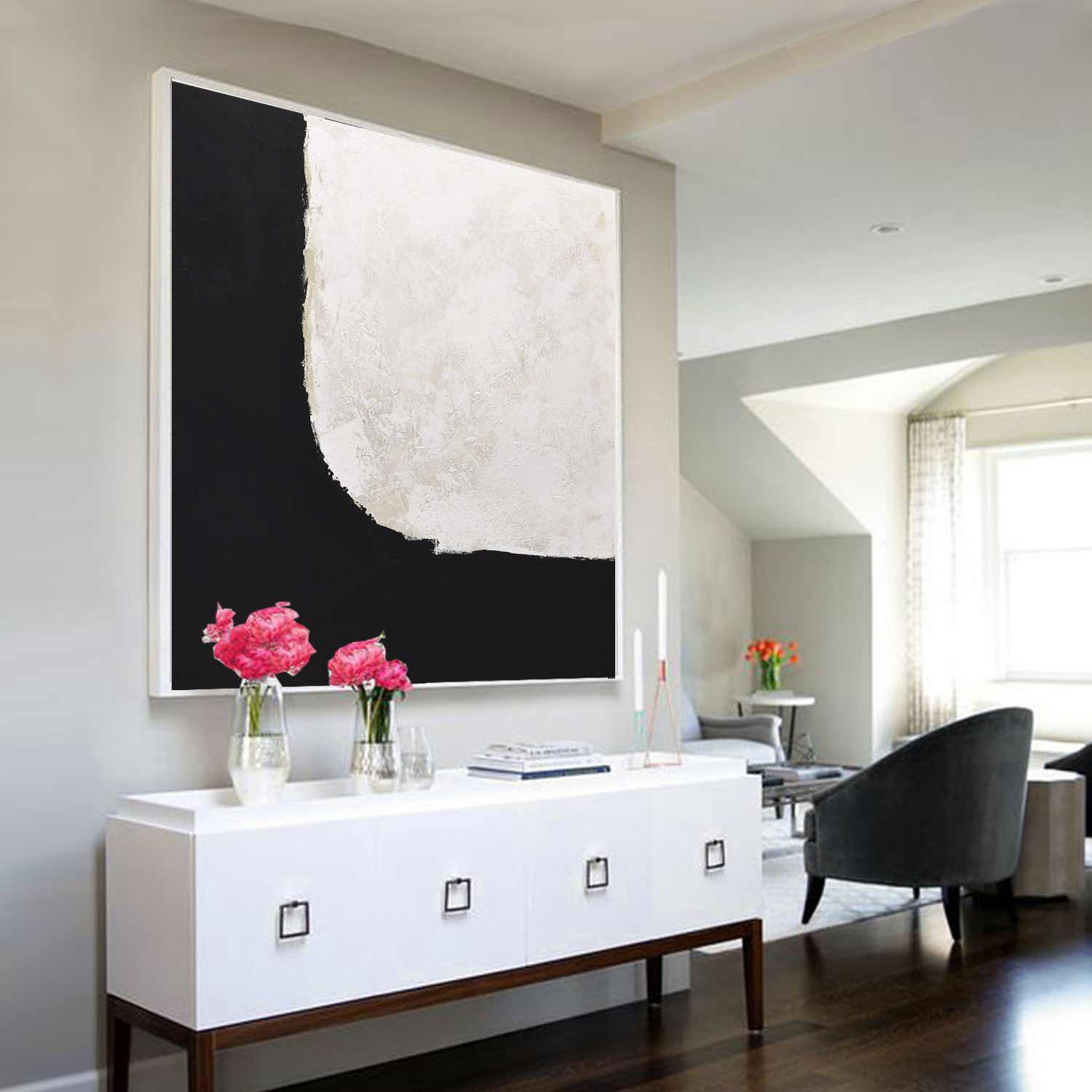 Contemporary Abstract Textured Painting in living room