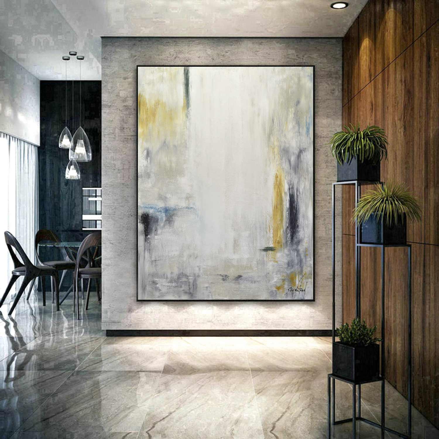 Framed Abstract Painting Loft Style Original Interior Design Oversized