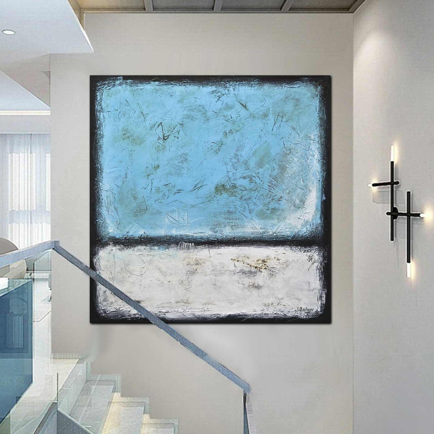 white blue wall art rothko style