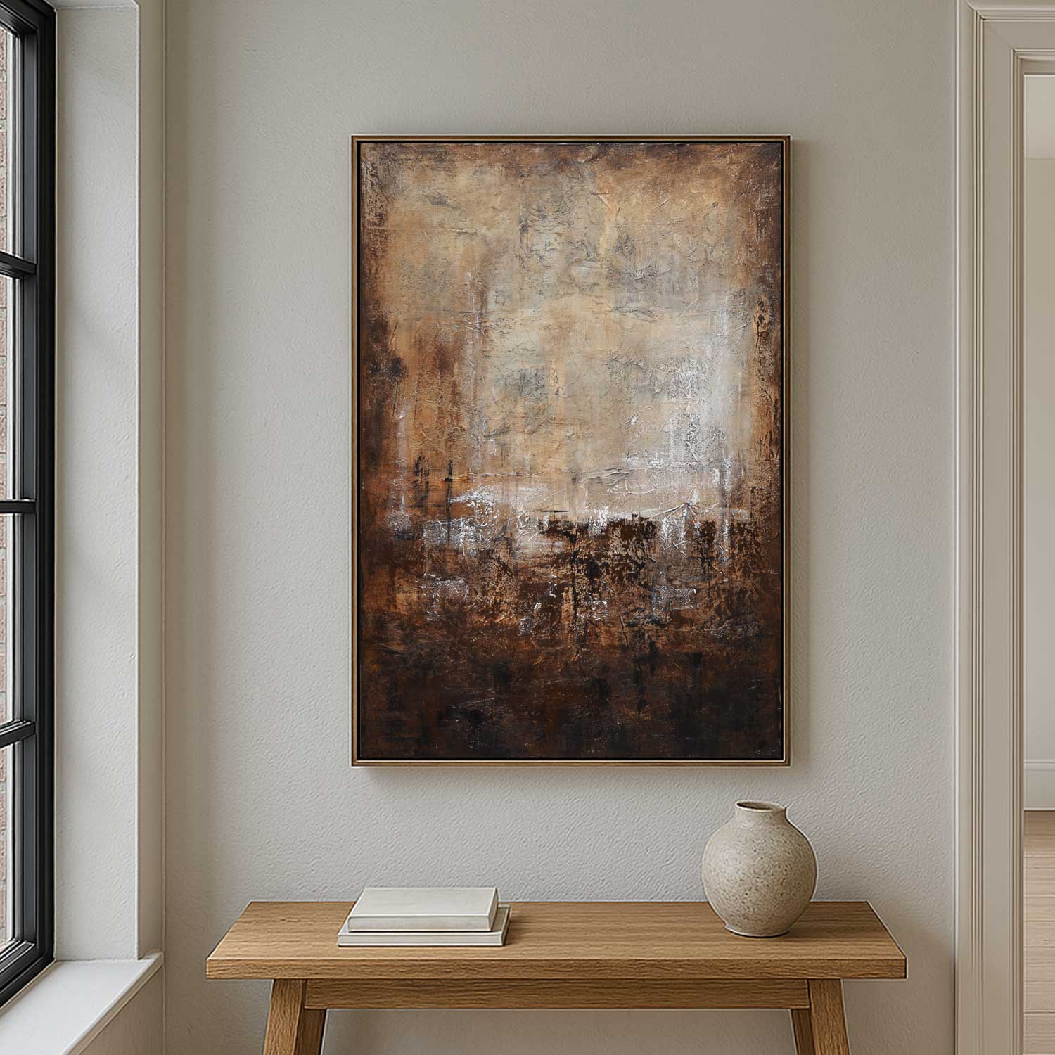 Hand Painted Abstract Brown Painting warm brown Textured Calming