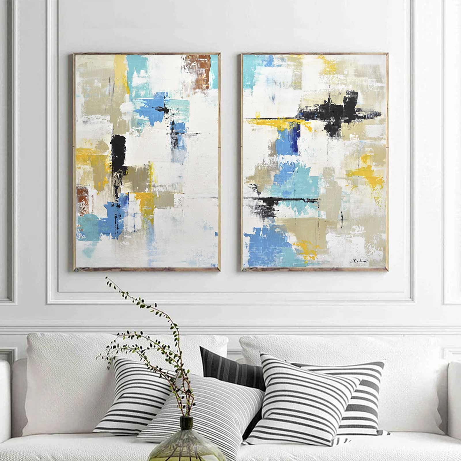 Interior Design Paintings 2 panel On Canvas Vibrant Art