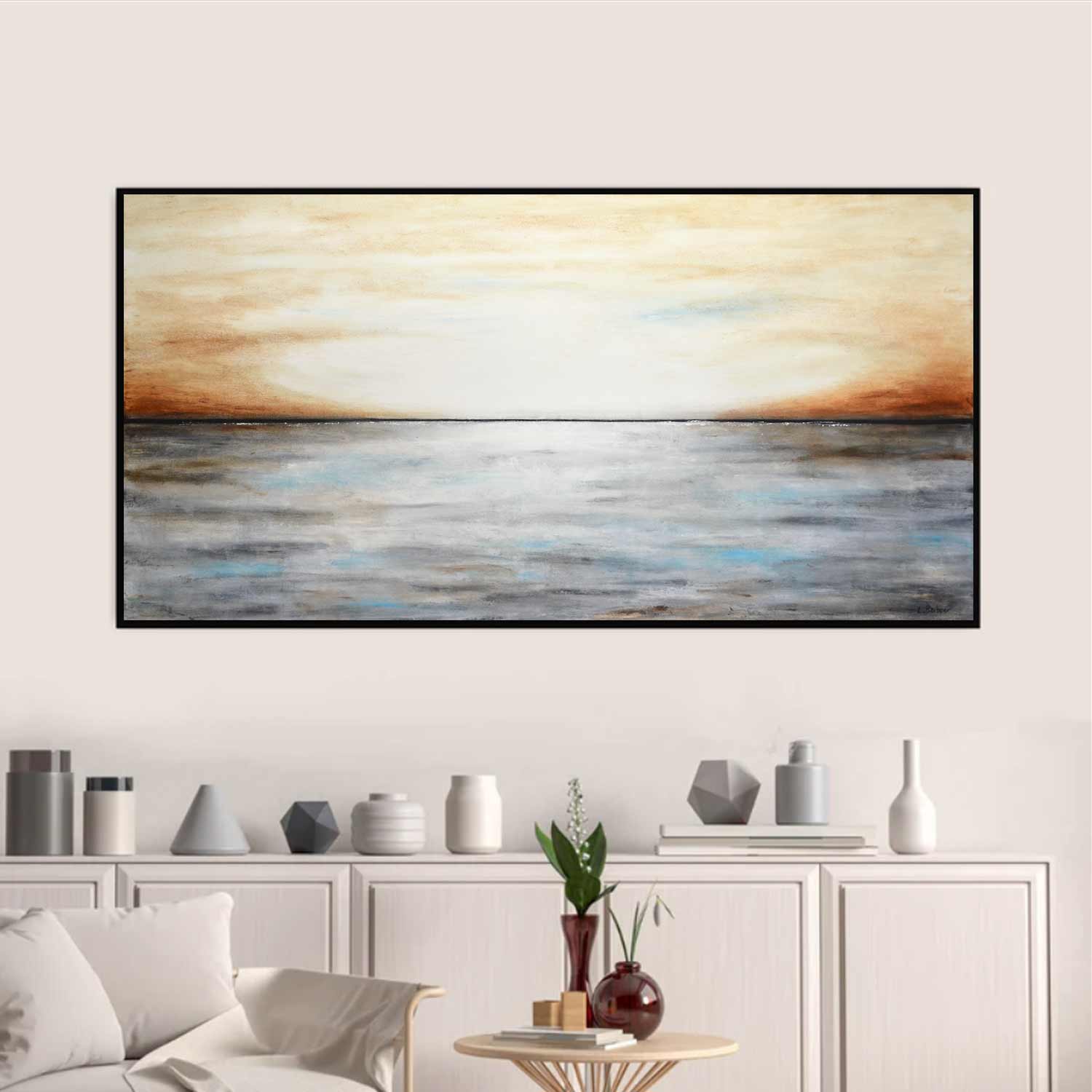 Landscape Painting Brown Horizon Line Wall Decor On Canvas