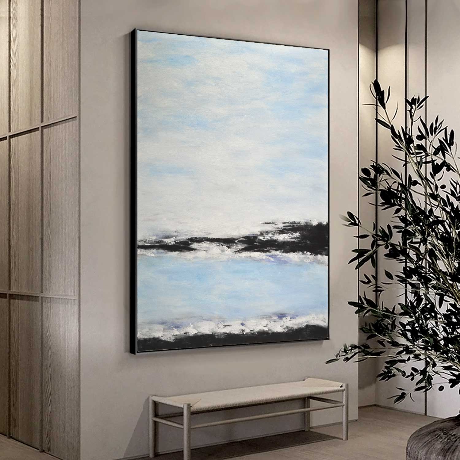 hallway Coastal Painting Seascape Vertical Blue Art