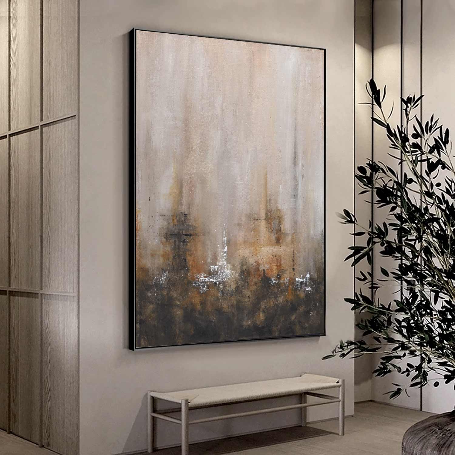 hotel lobby Sienna Brown Contemporary Abstract Wall Art Ready To Hang