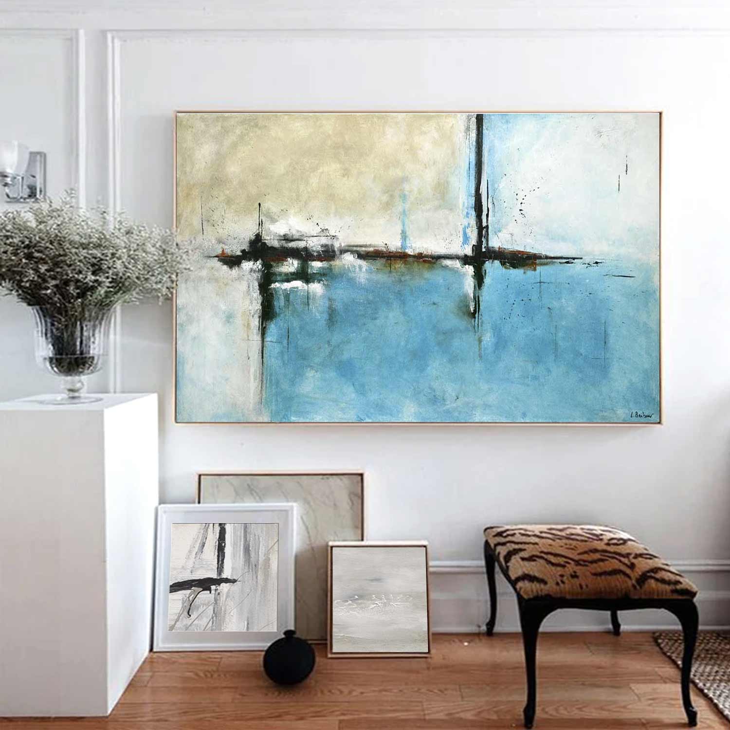 40x60 original abstract painting turquoise