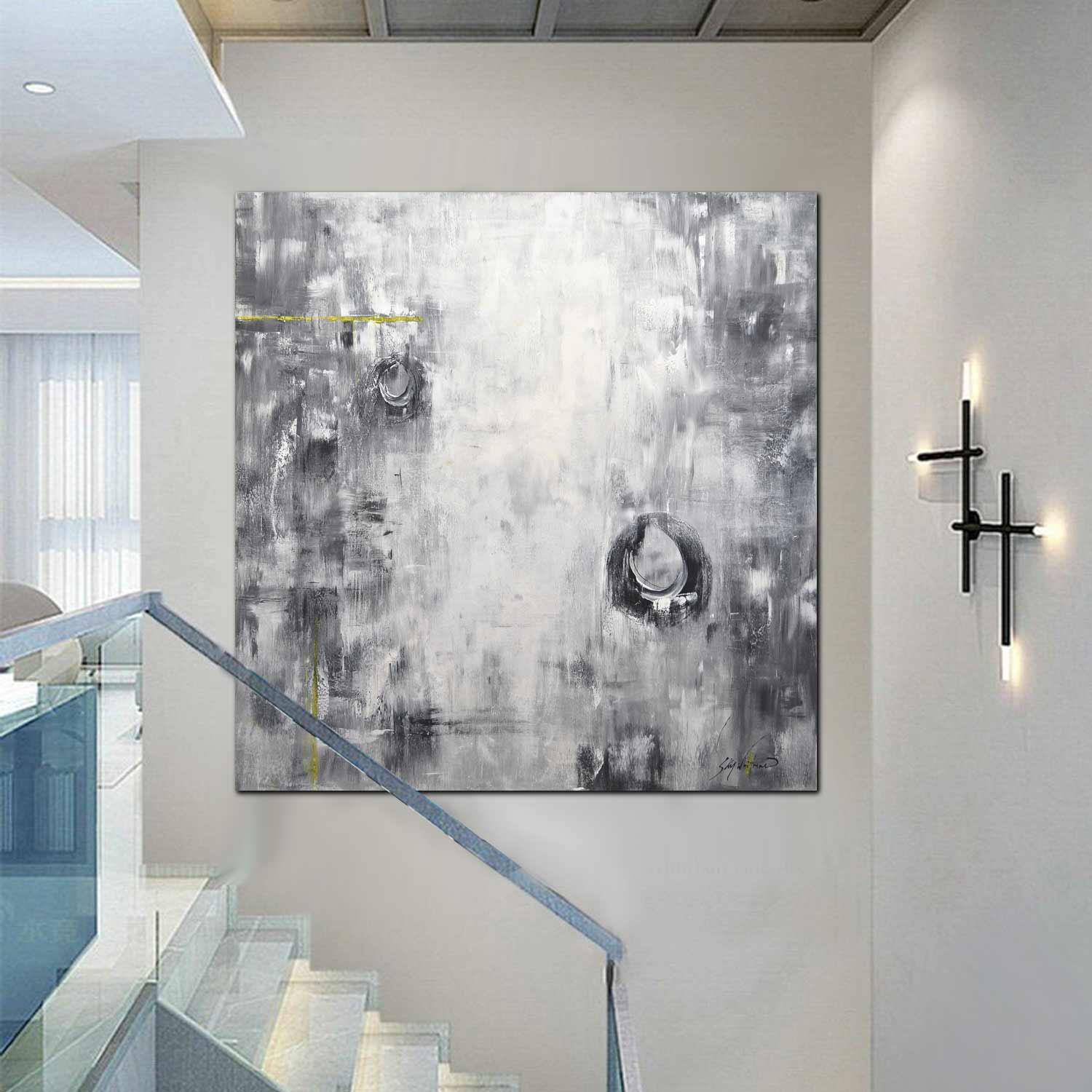 48x48 abstract monochrome painting