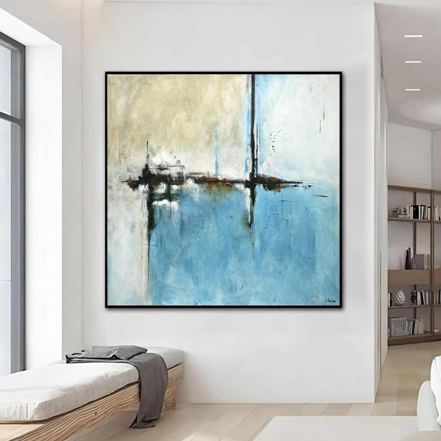 48x48 turquoise original abstract painting