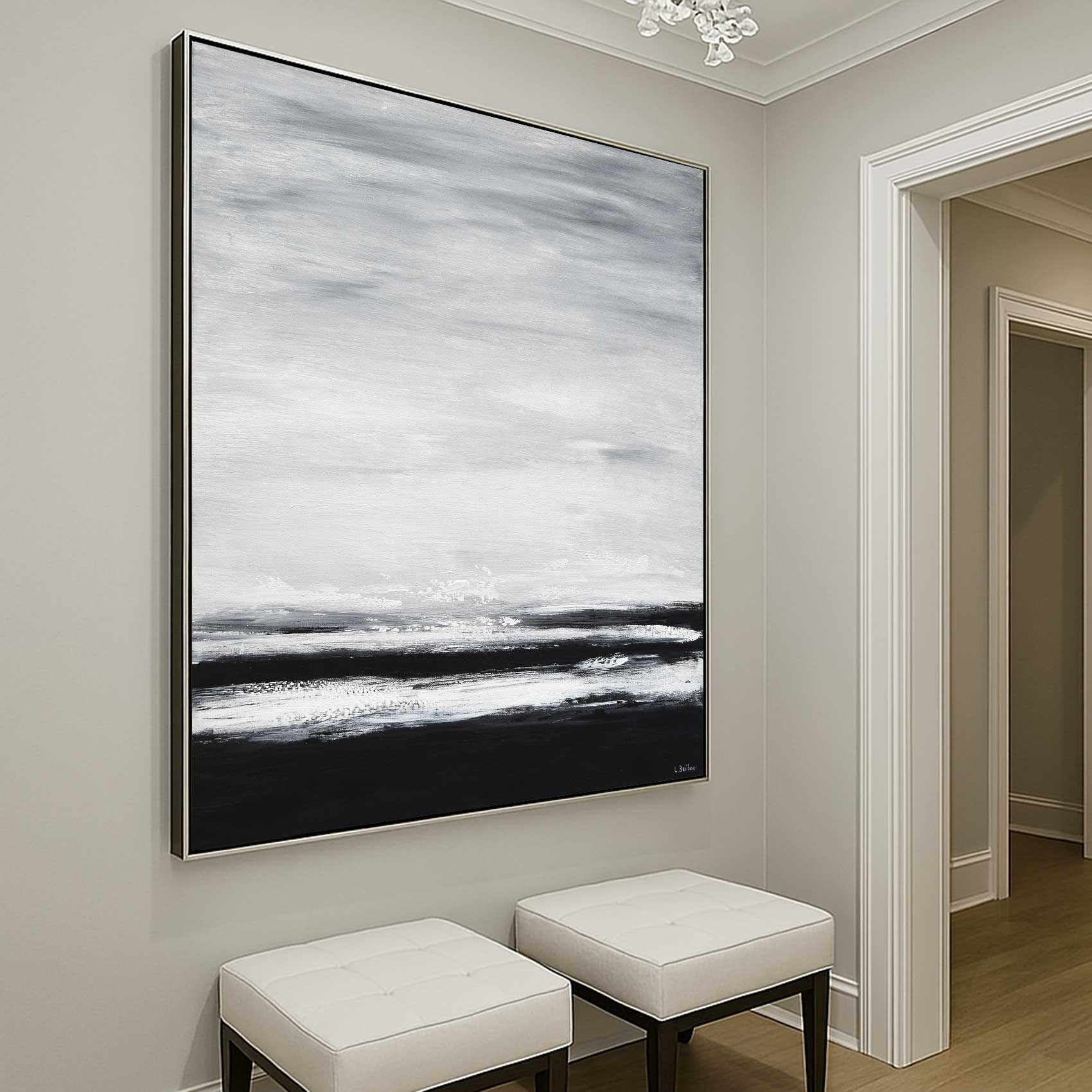 Black White Seascape Landscape Wall Art Canvas