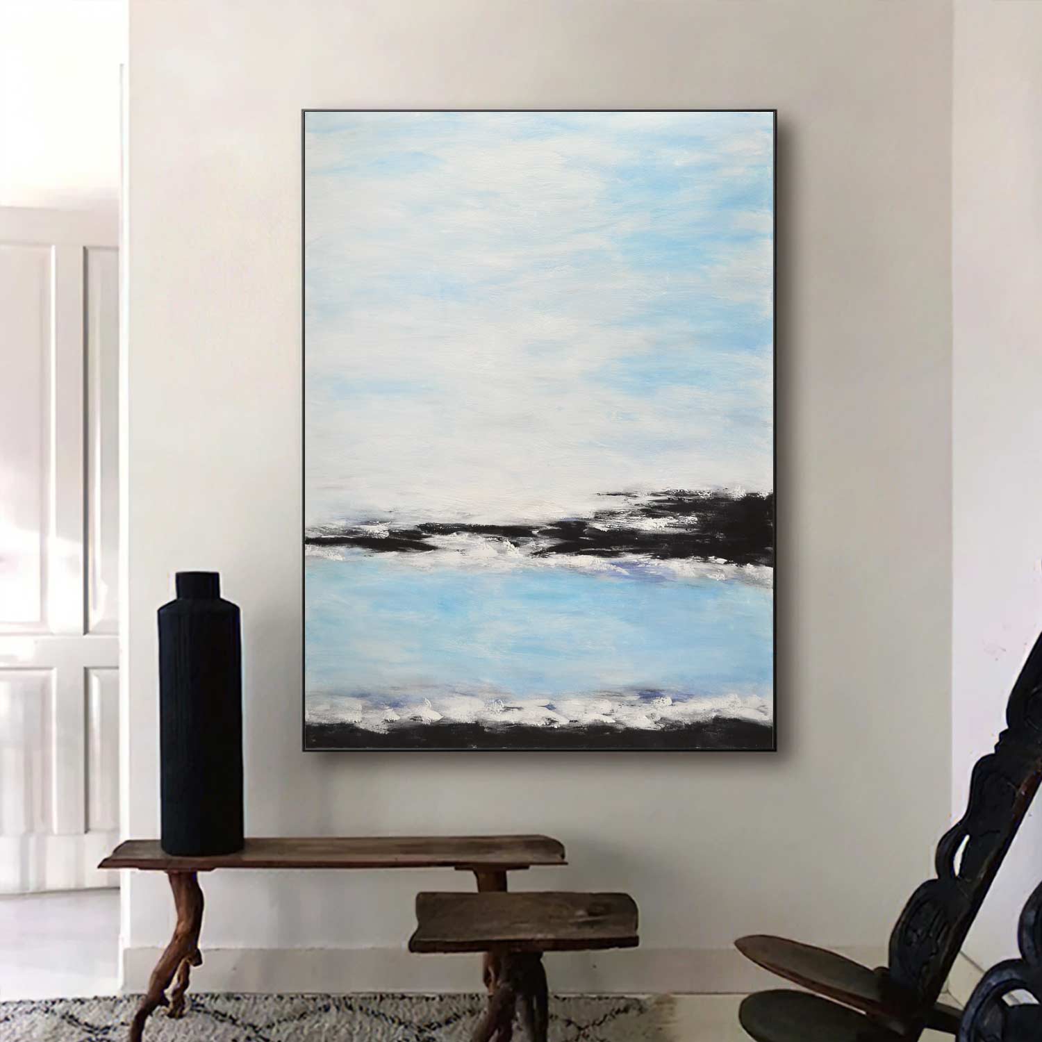 Coastal Painting Seascape Vertical Blue Art