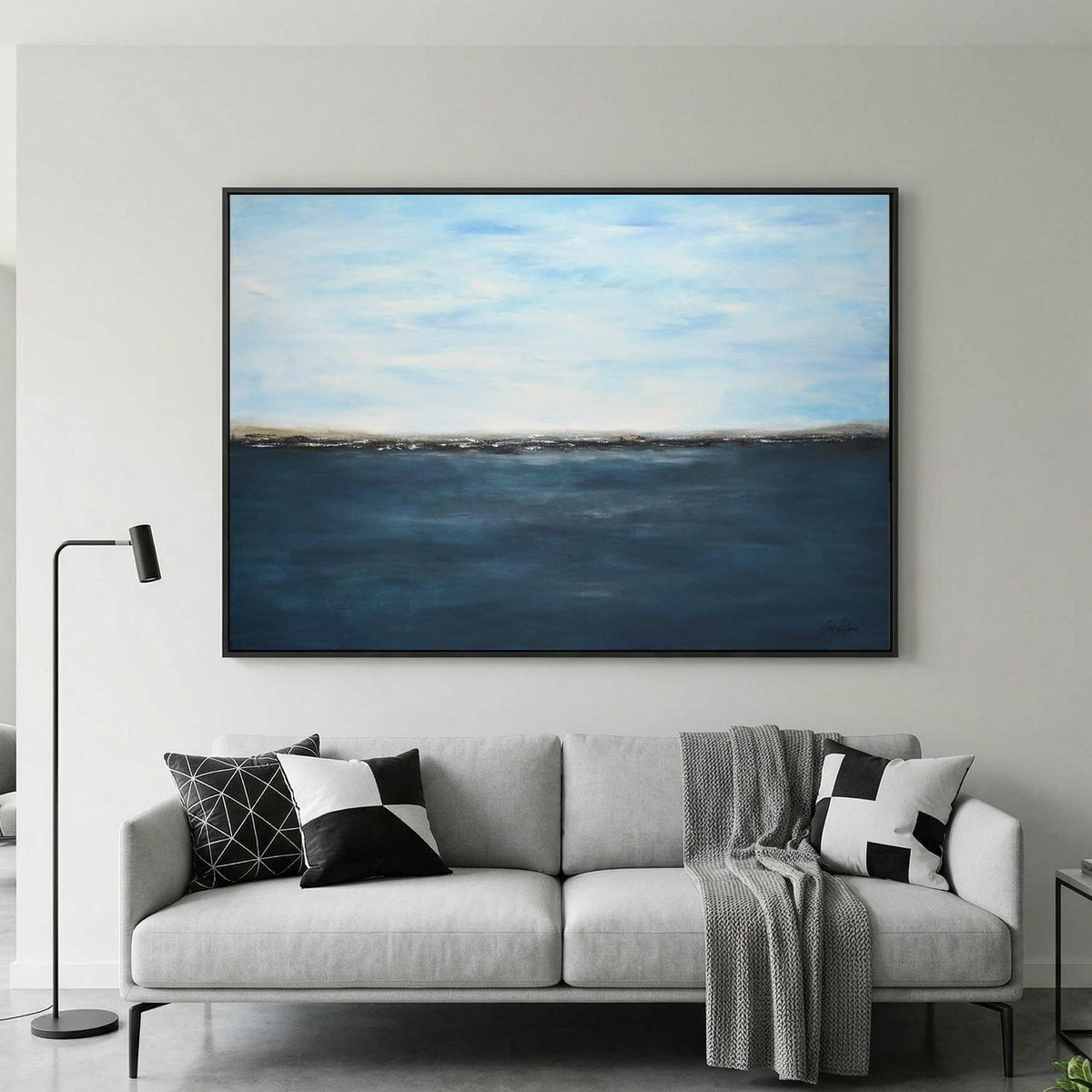 Deep Blue Seascape Painting Handmade Art On Canvas American Artist