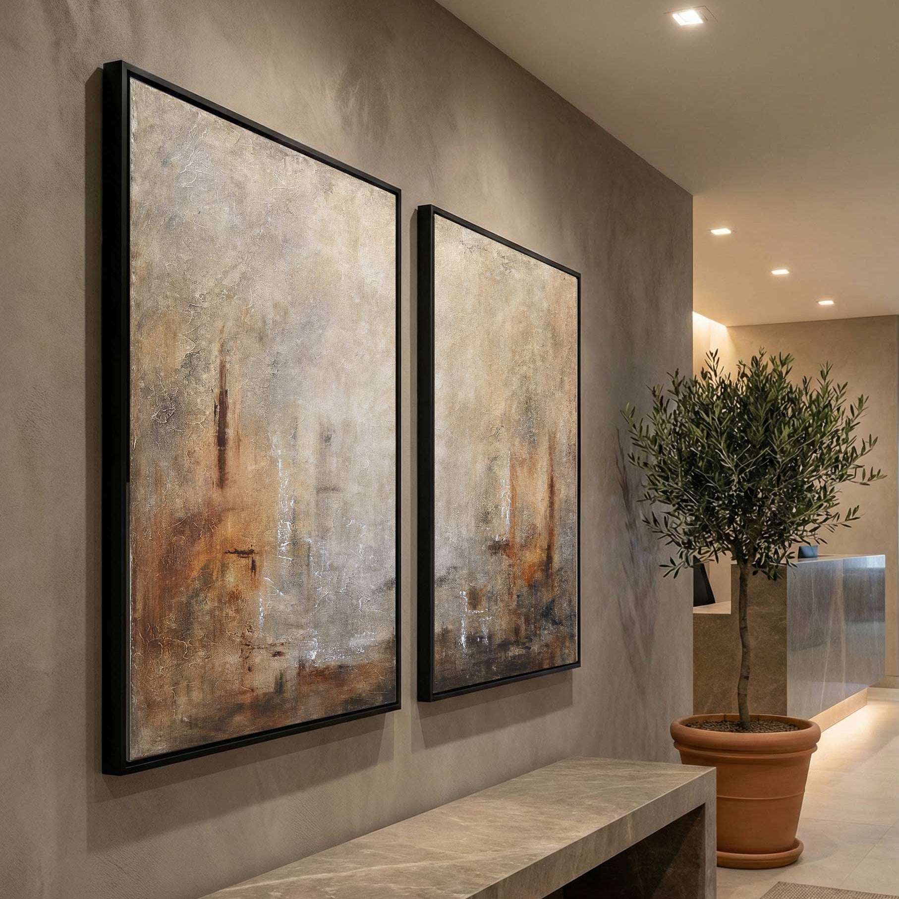 Diptych Art For Large Walls Wabi Sabi Abstracts Set Of 2 Paintings