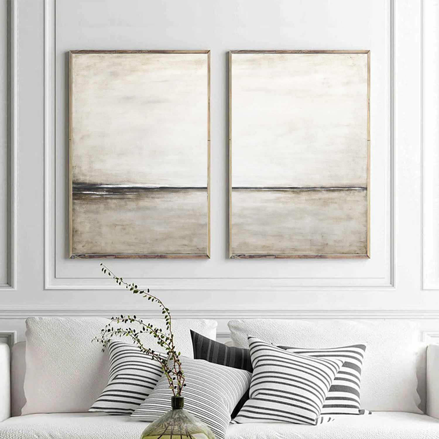 Diptych Soft Minimalist Painting Original Design Handmade
