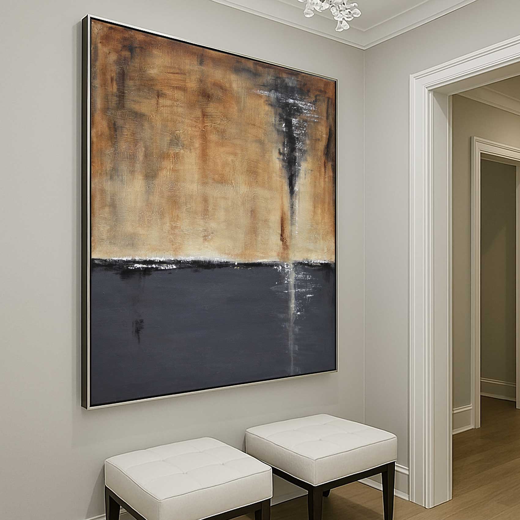 Hand Painted Abstract Painting By American Artist Framed Canvas