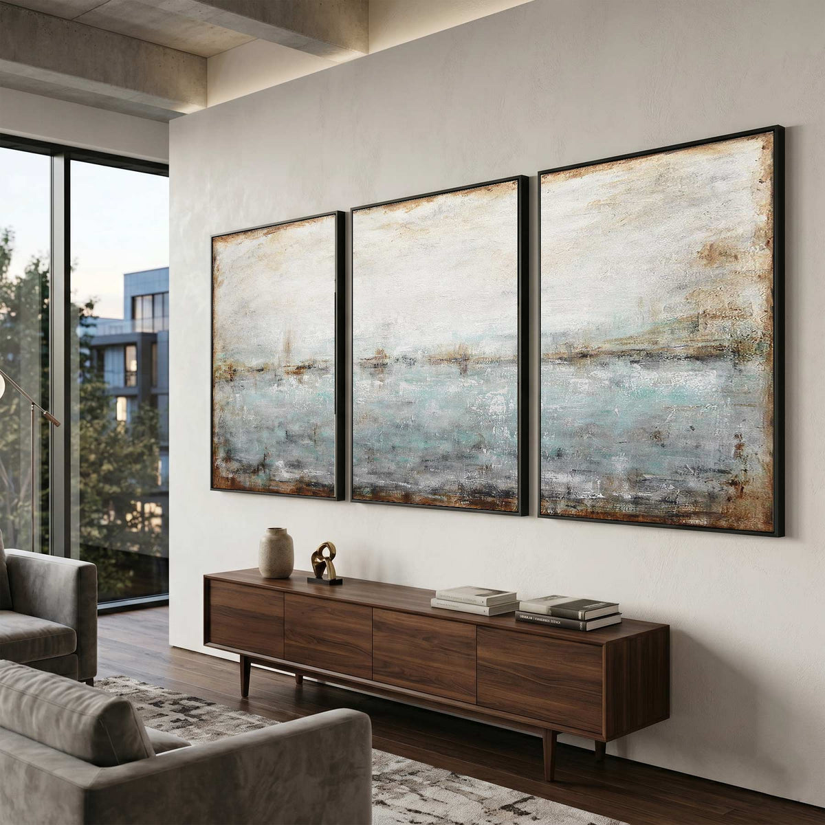Hand Painted Textured 3 Panel Art Interior Designer Wall Art Canvas 
