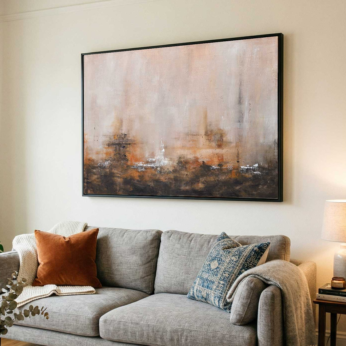 Horizontal Wabi Sabi Wall Art Framed Decor Warm Colors