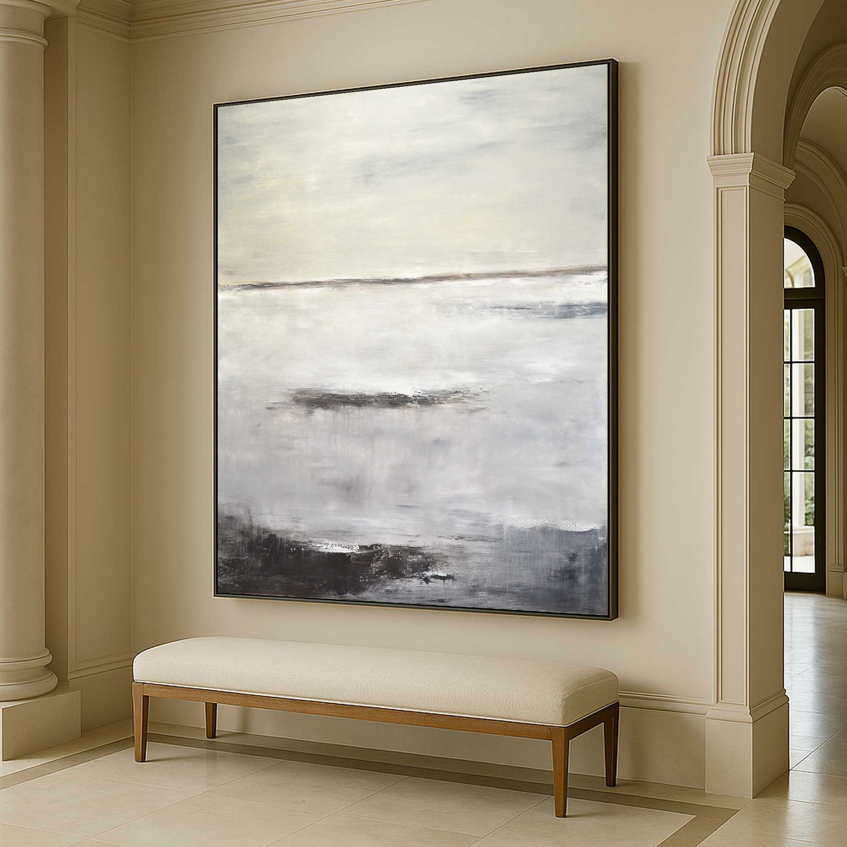 Large Hand Painted Abstract Artwork Vertical Brown Painting