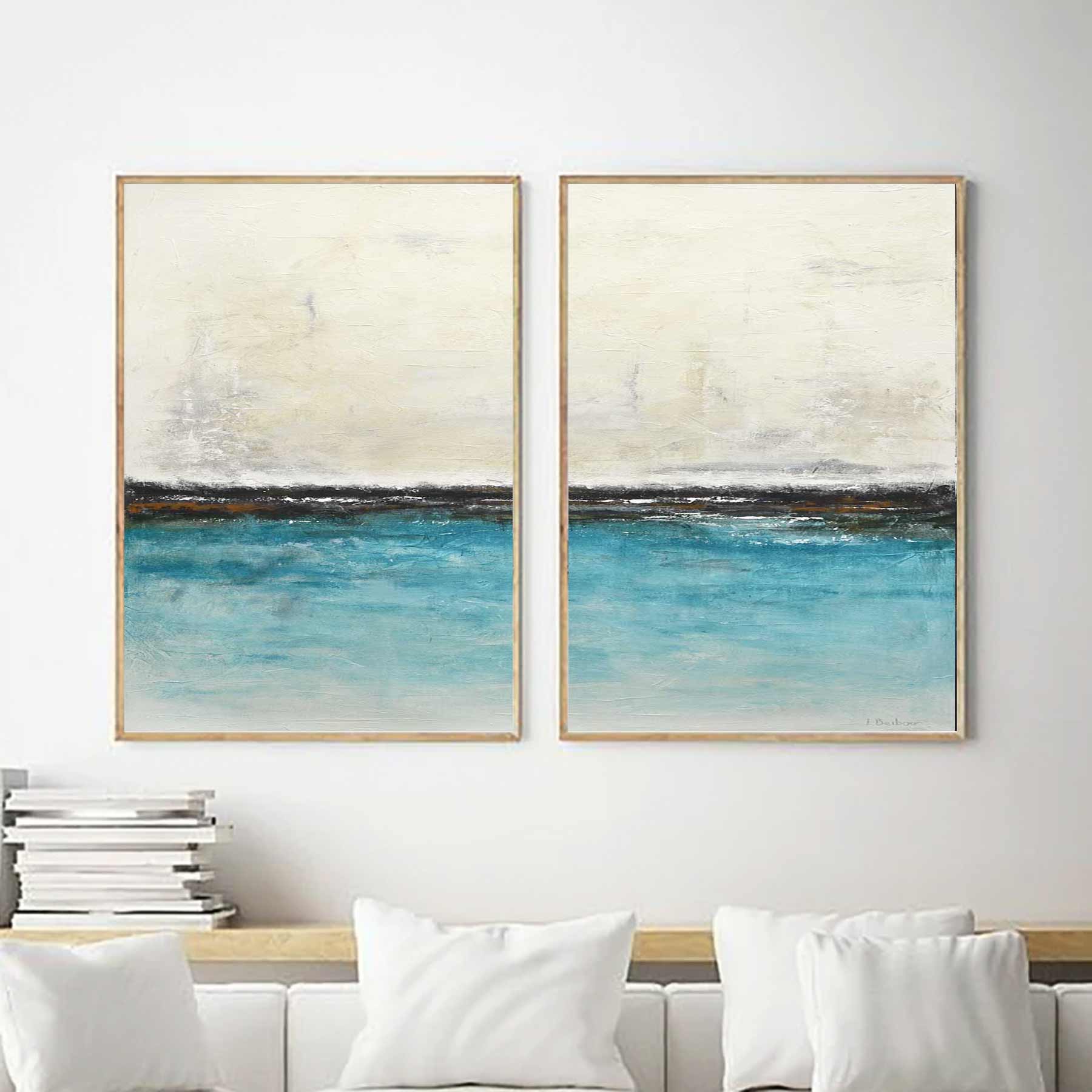 Loft Style Diptych Painting Serene Art Decor Textured Design