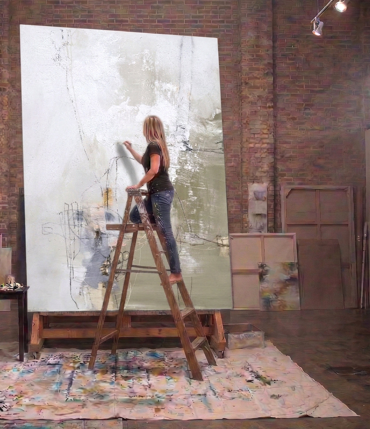 Sky Whitman in art studio