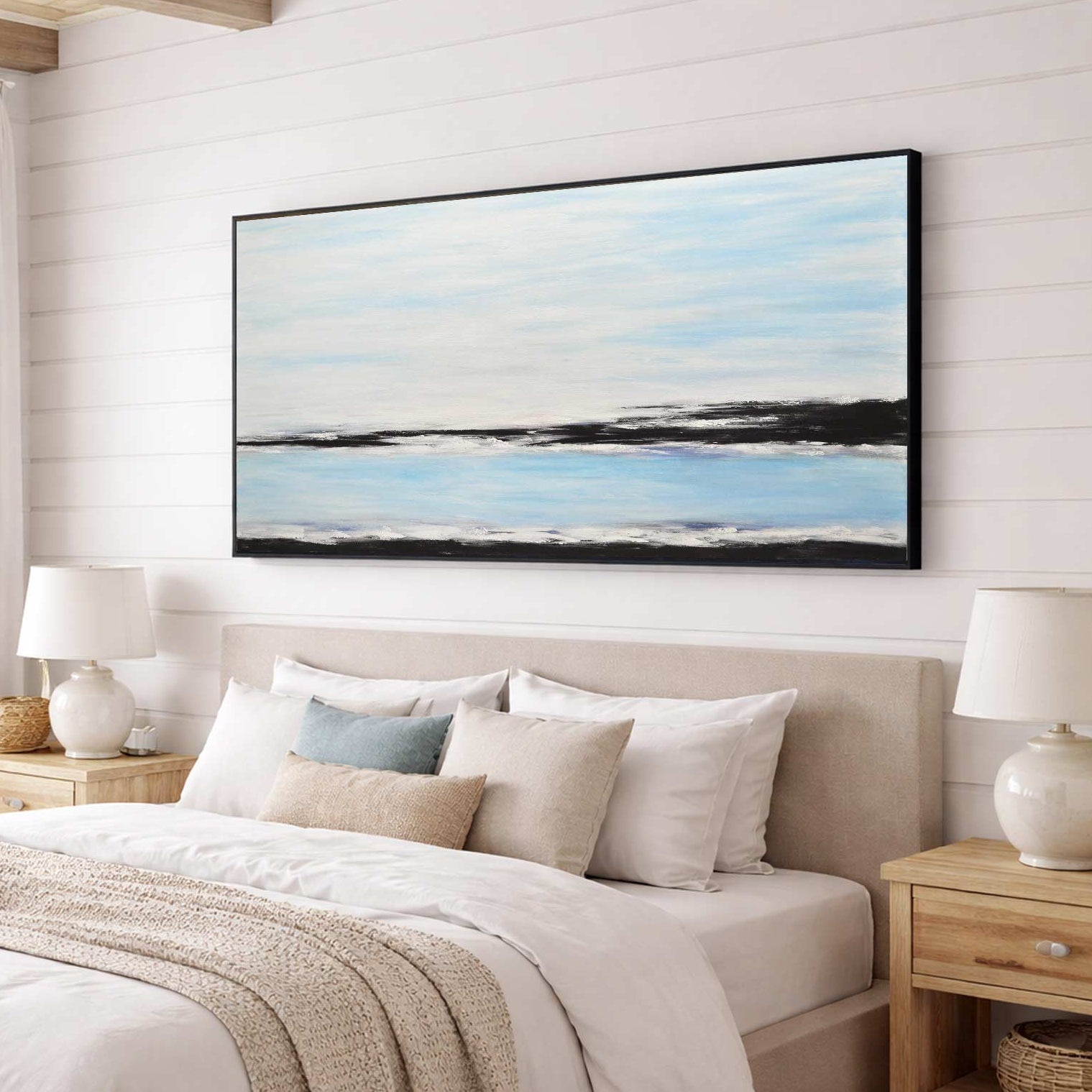 Panorama Hand Painted Seascape Painting in bedroom