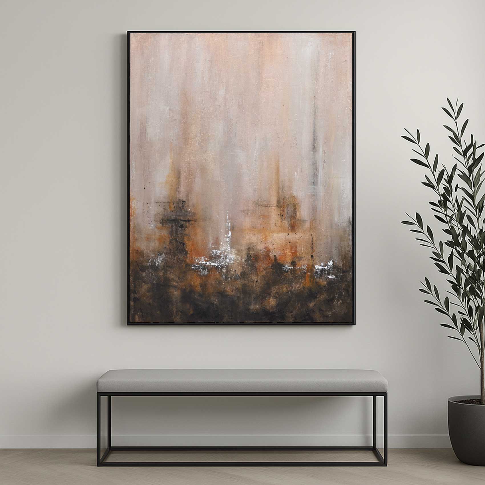 Sienna Brown Contemporary Abstract Wall Art Ready To Hang