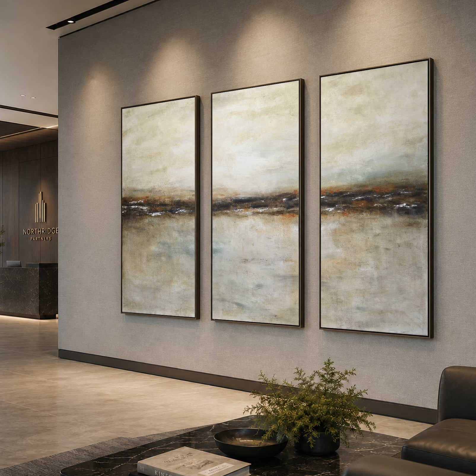 Three Piece Abstract Art Earth Tones Multi Panel brown