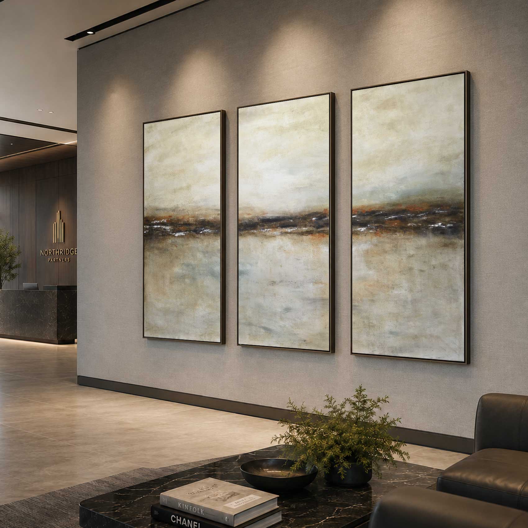 Three Piece Abstract Art Earth Tones Multi Panel brown