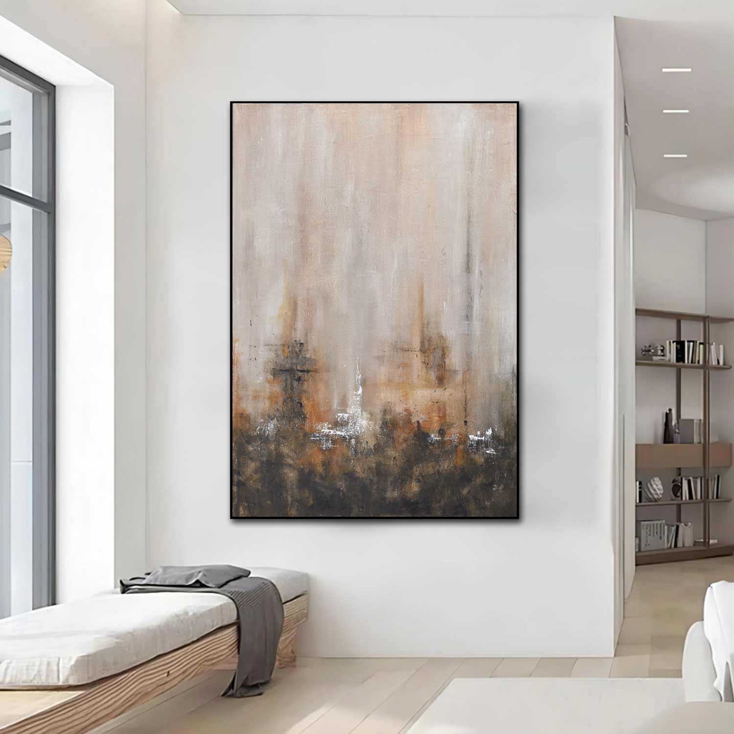 Sienna Brown Contemporary Abstract Wall Art Ready To Hang wabi sabi