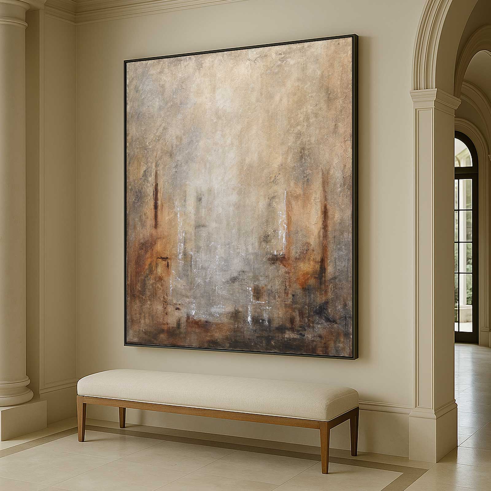 Wabi Sabi Painting Sienna Brown Framed Artwork Handmade U.S.A.