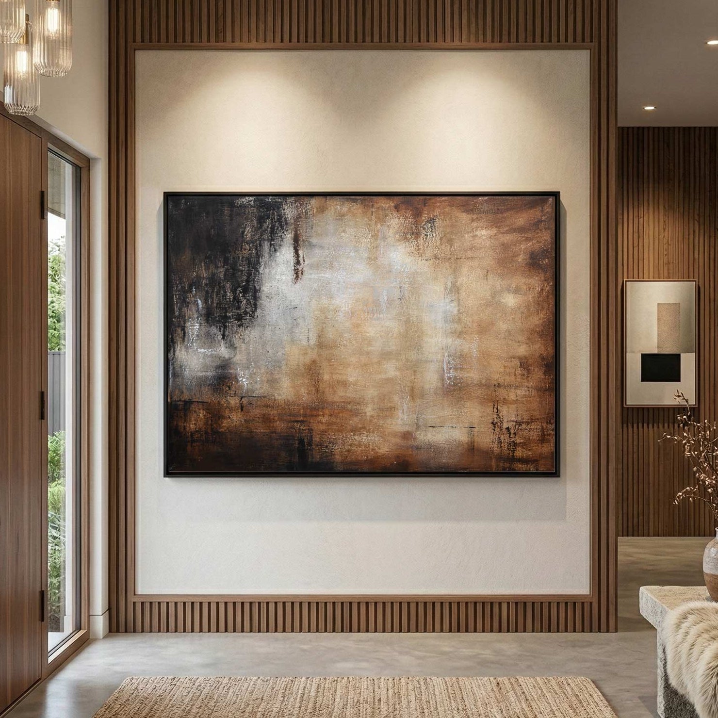 Warm Brown Painting Room Decor Peaceful Abstract Art