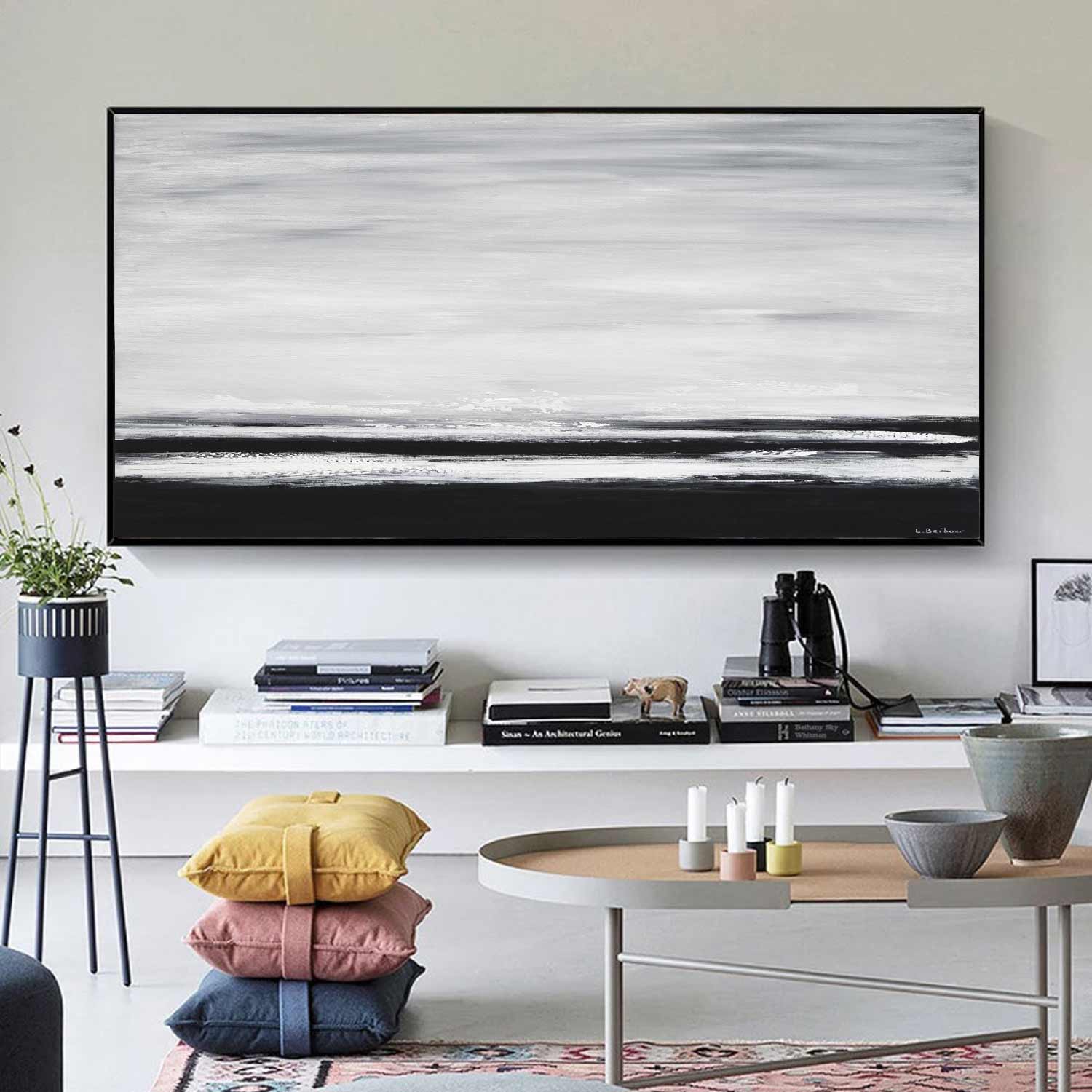 Wide Black Wide Landscape Art On Canvas Wall Decoration