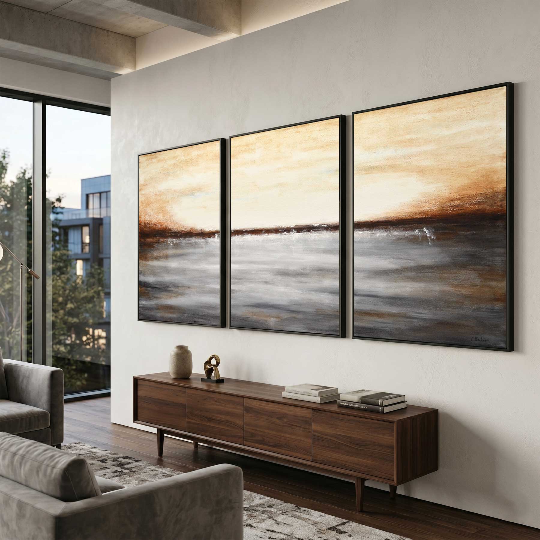 XL Oversized Paintings For Large Walls Set Of 3 Landscape Art