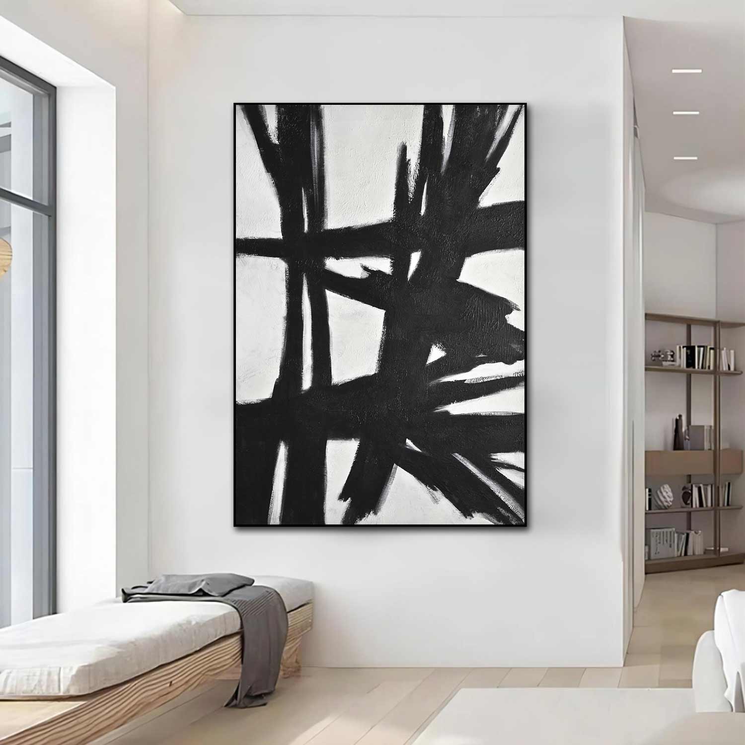 abstract black white kline style painting