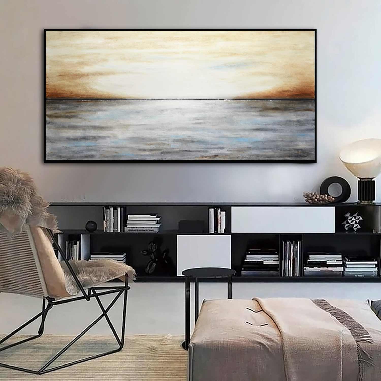 Landscape Painting Brown Horizon Line Wall Decor On Canvas