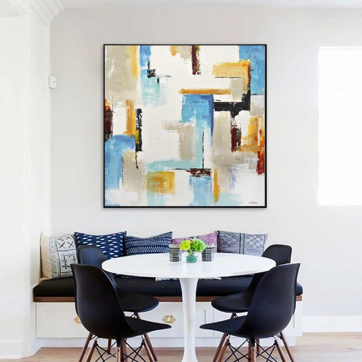 square framed Expressionism Abstract Colorful Painting Interior Design Geometric Art