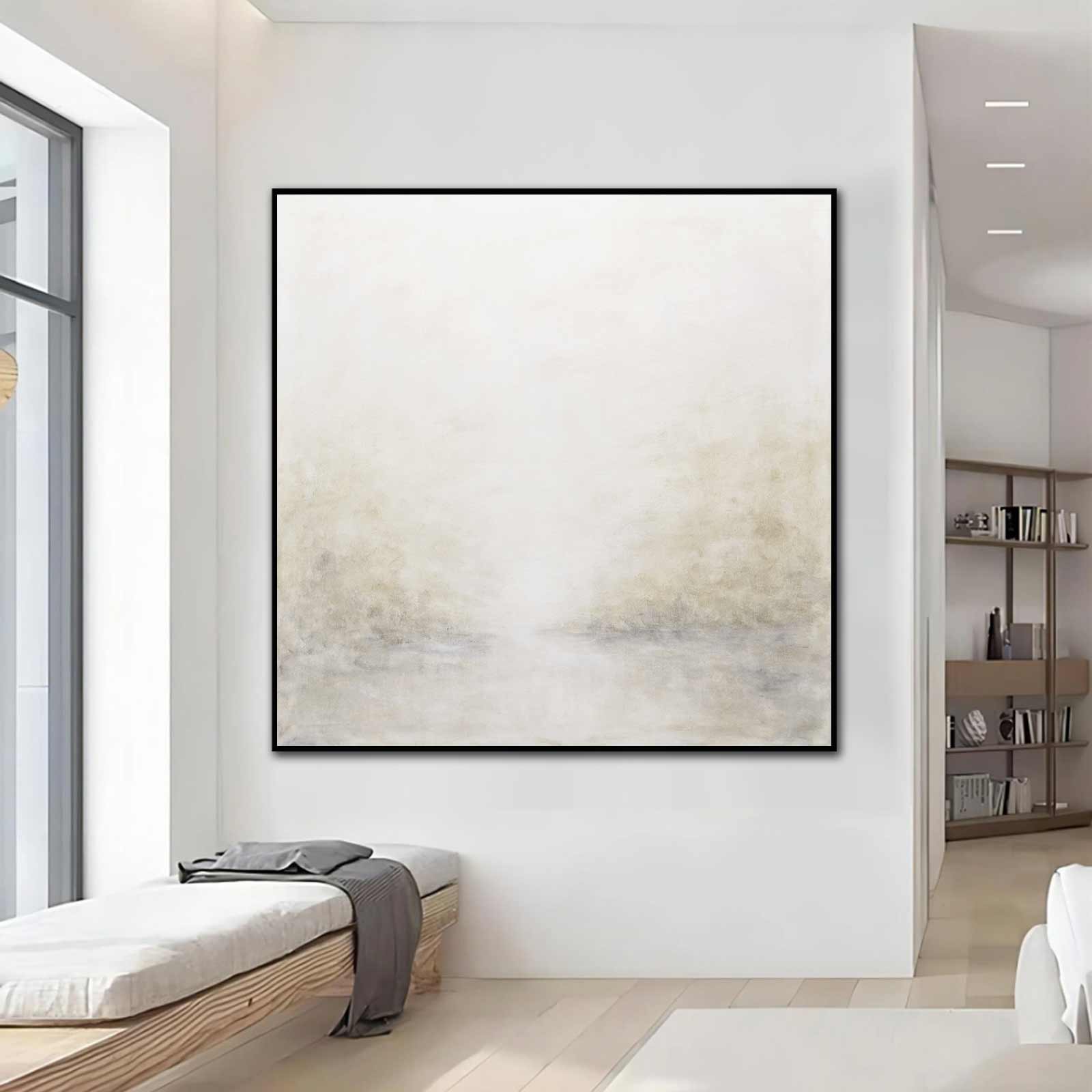 Large Square Painting Light Minimal Art on wall