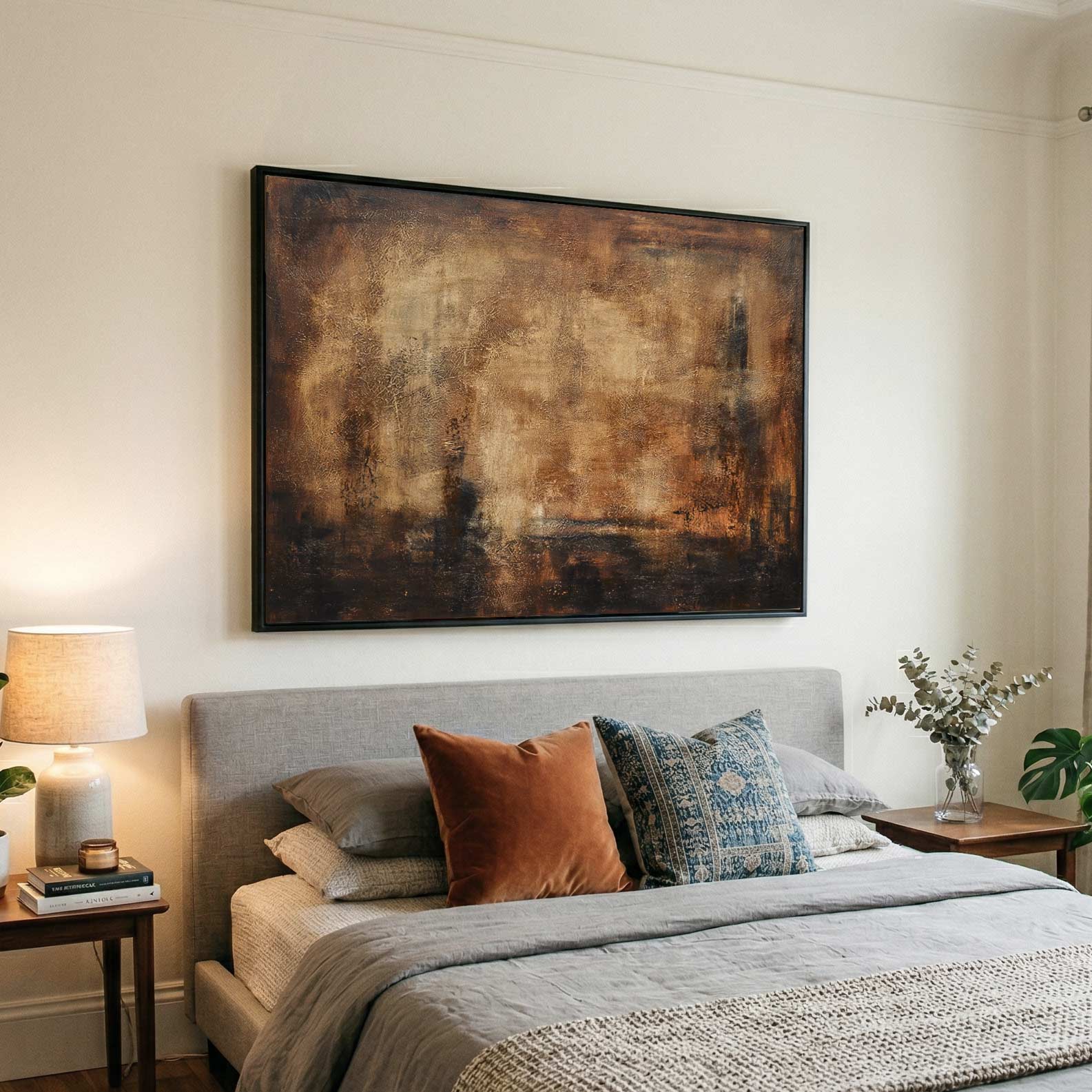 Sophisticated Brown Layered bedroom Painting Trend Wall Art Earth Tones