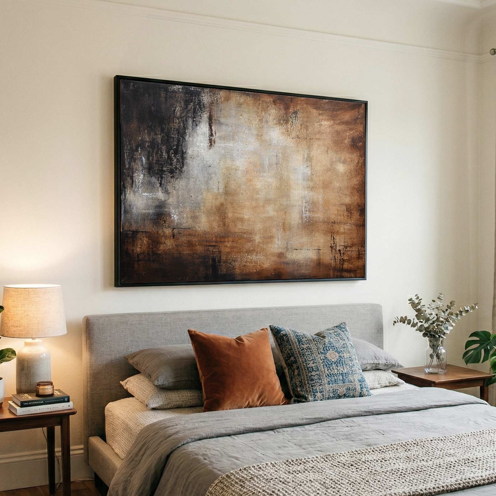 Warm Brown Painting bedroom Decor Peaceful Abstract Art