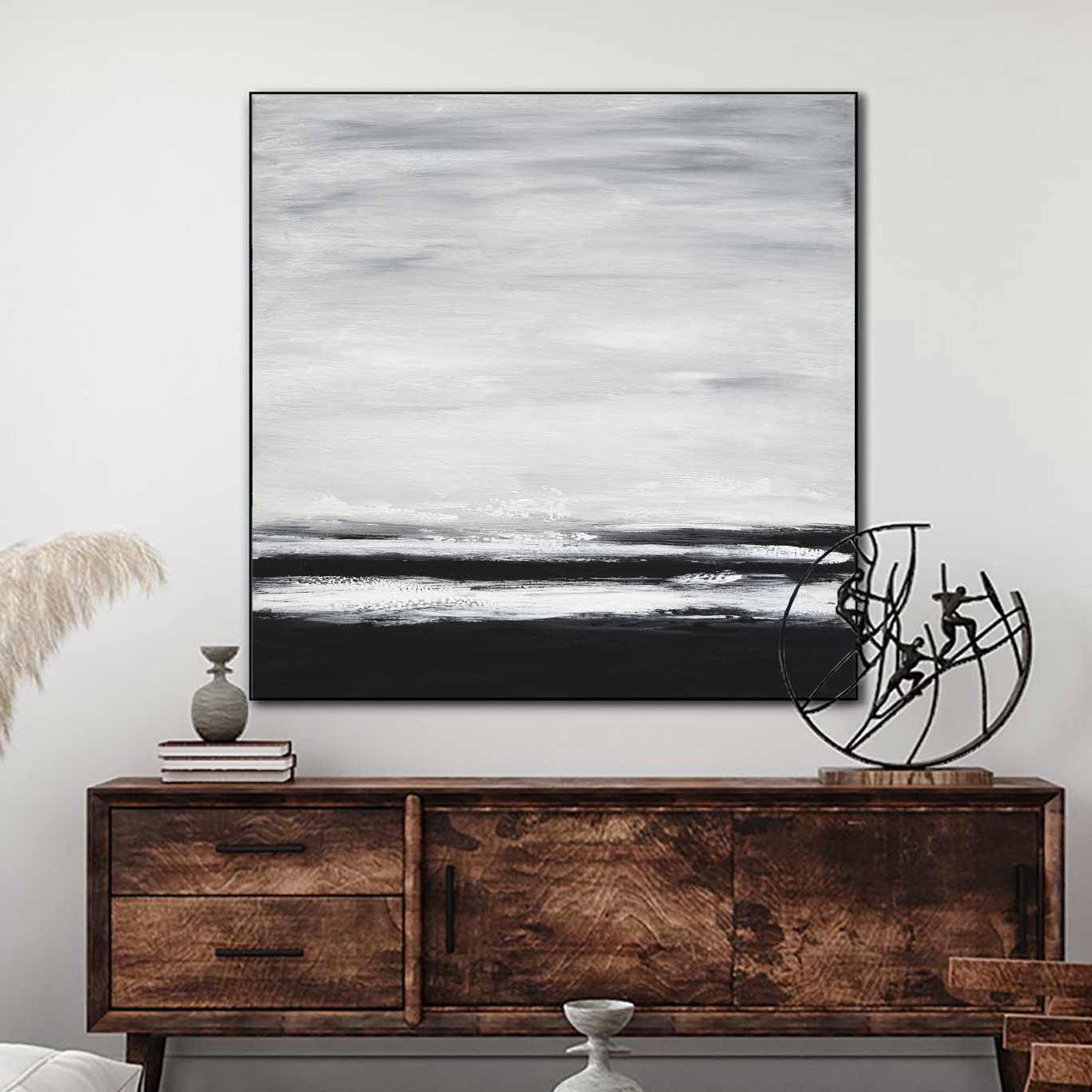Black White Seascape Landscape Wall Art Canvas