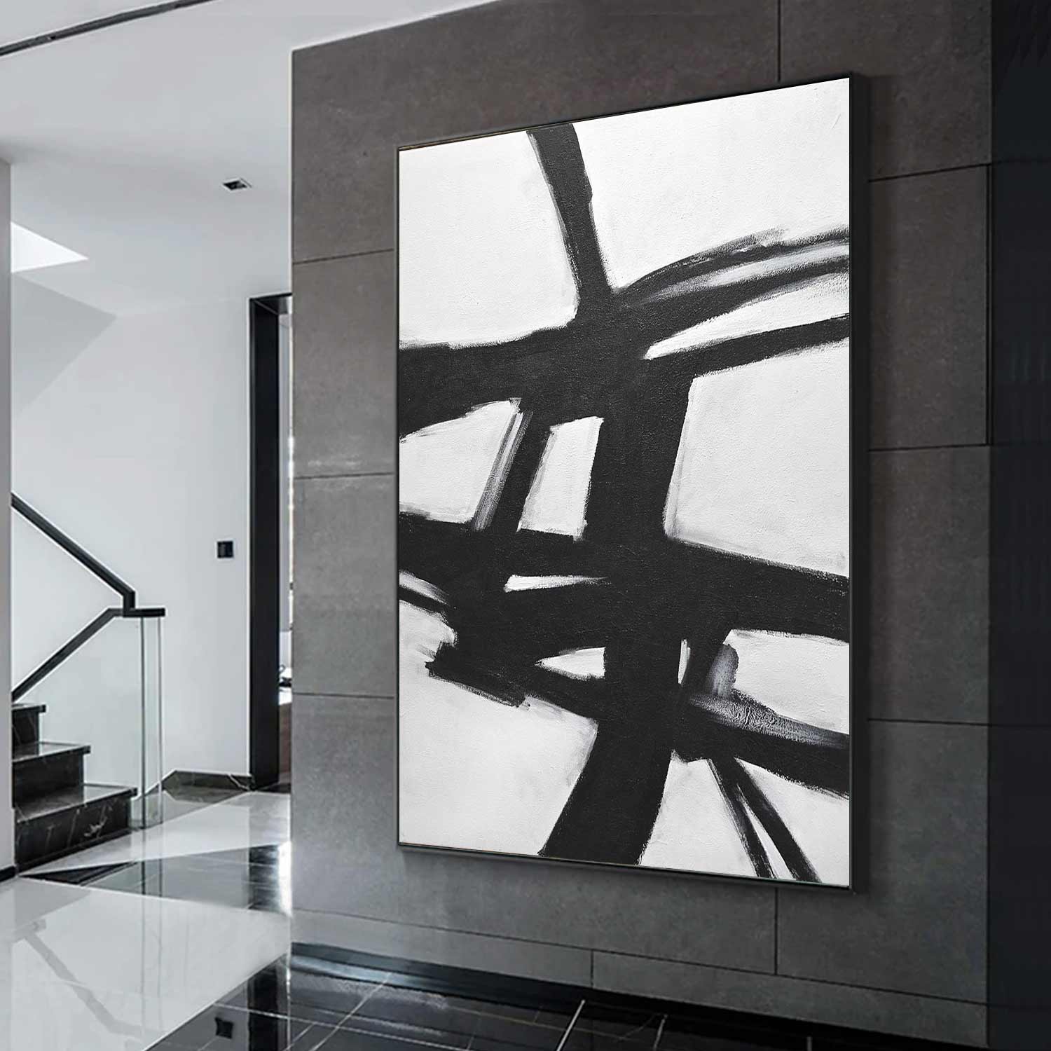 black white abstract wall art