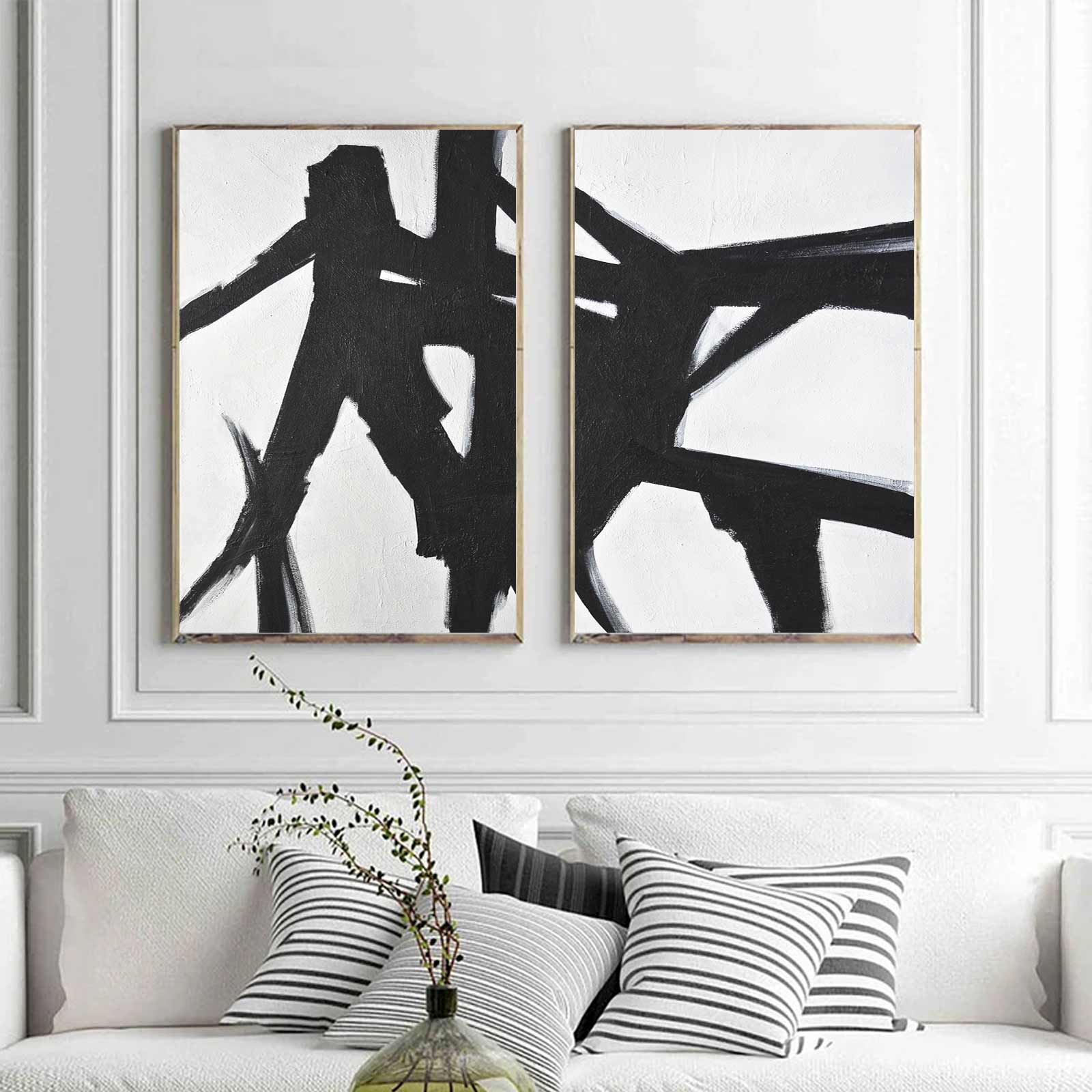 black white painting geometric