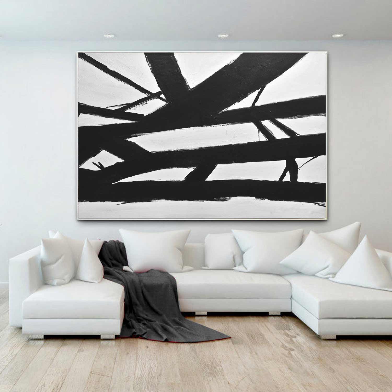 black and white geometric Kline Painting