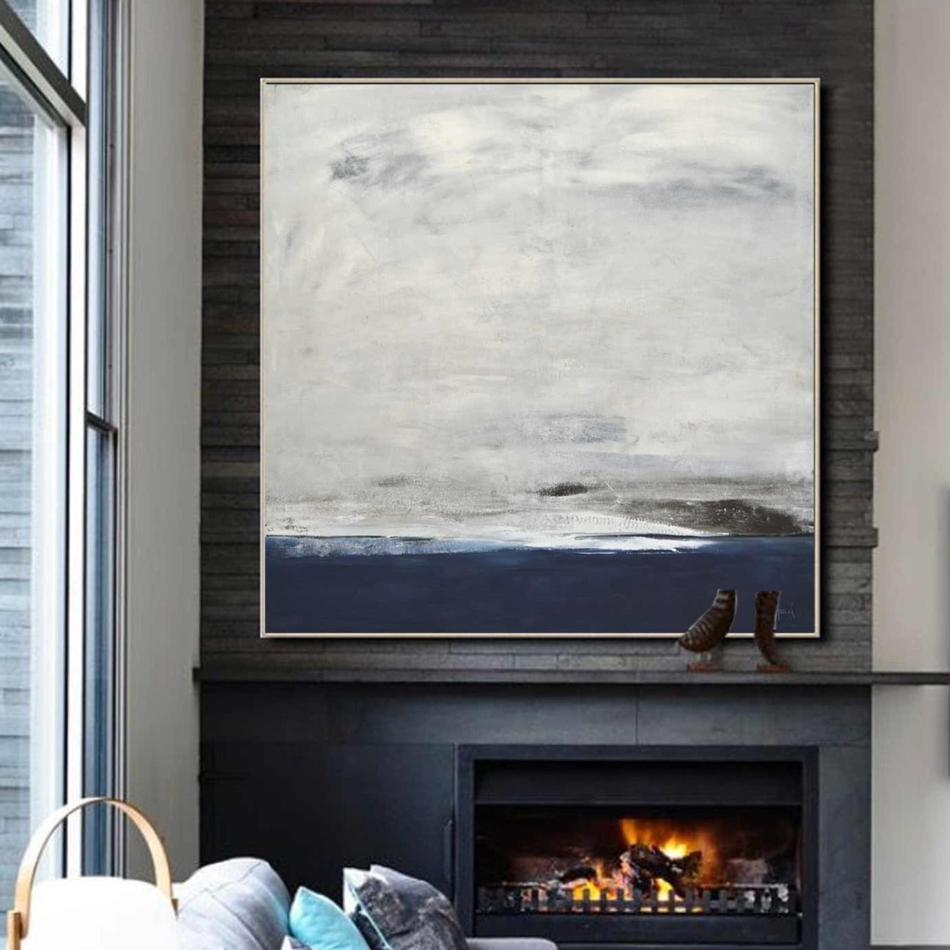 one of a kind painting blue gray