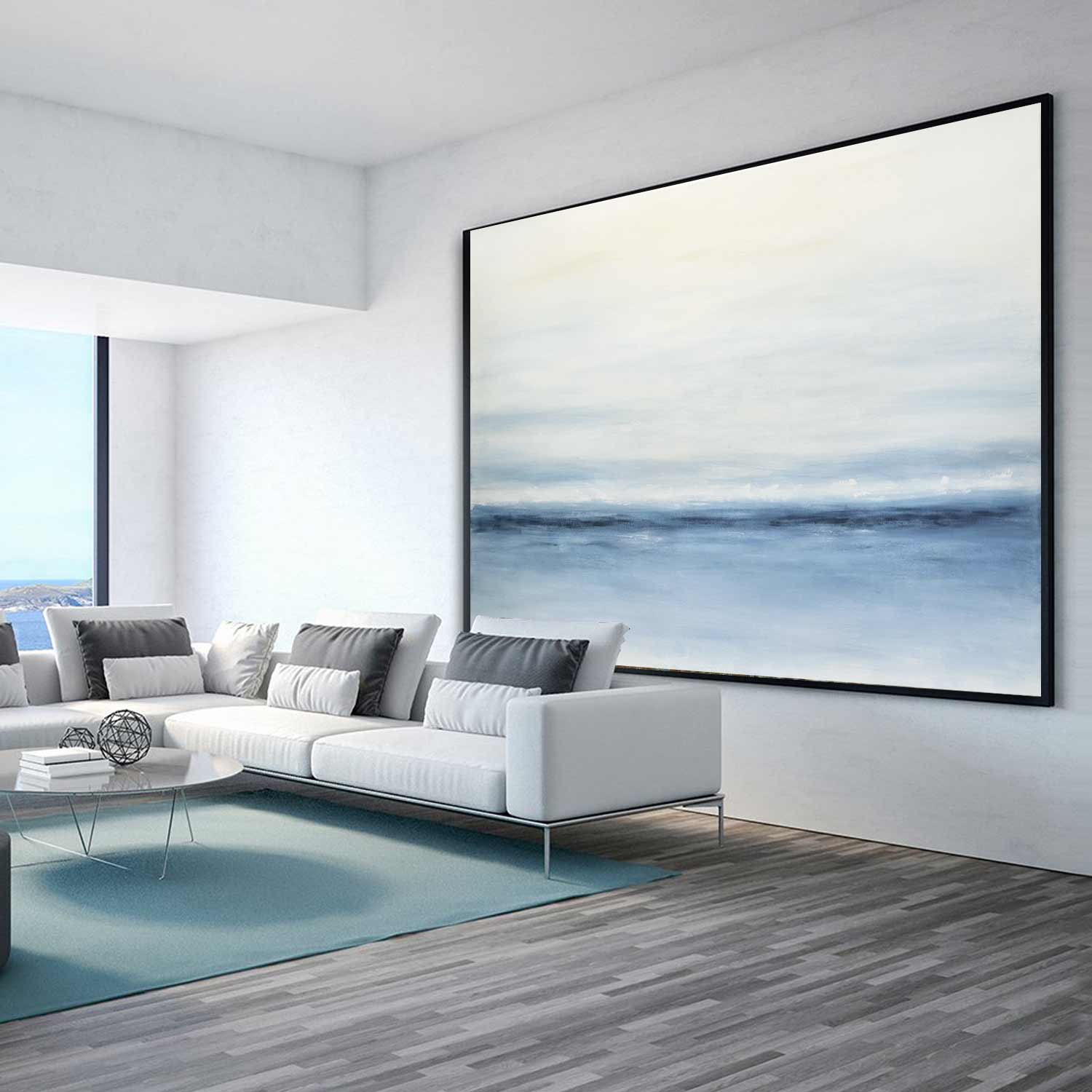 coastal Art On Canvas Blue Coastal Painting Blue Modern