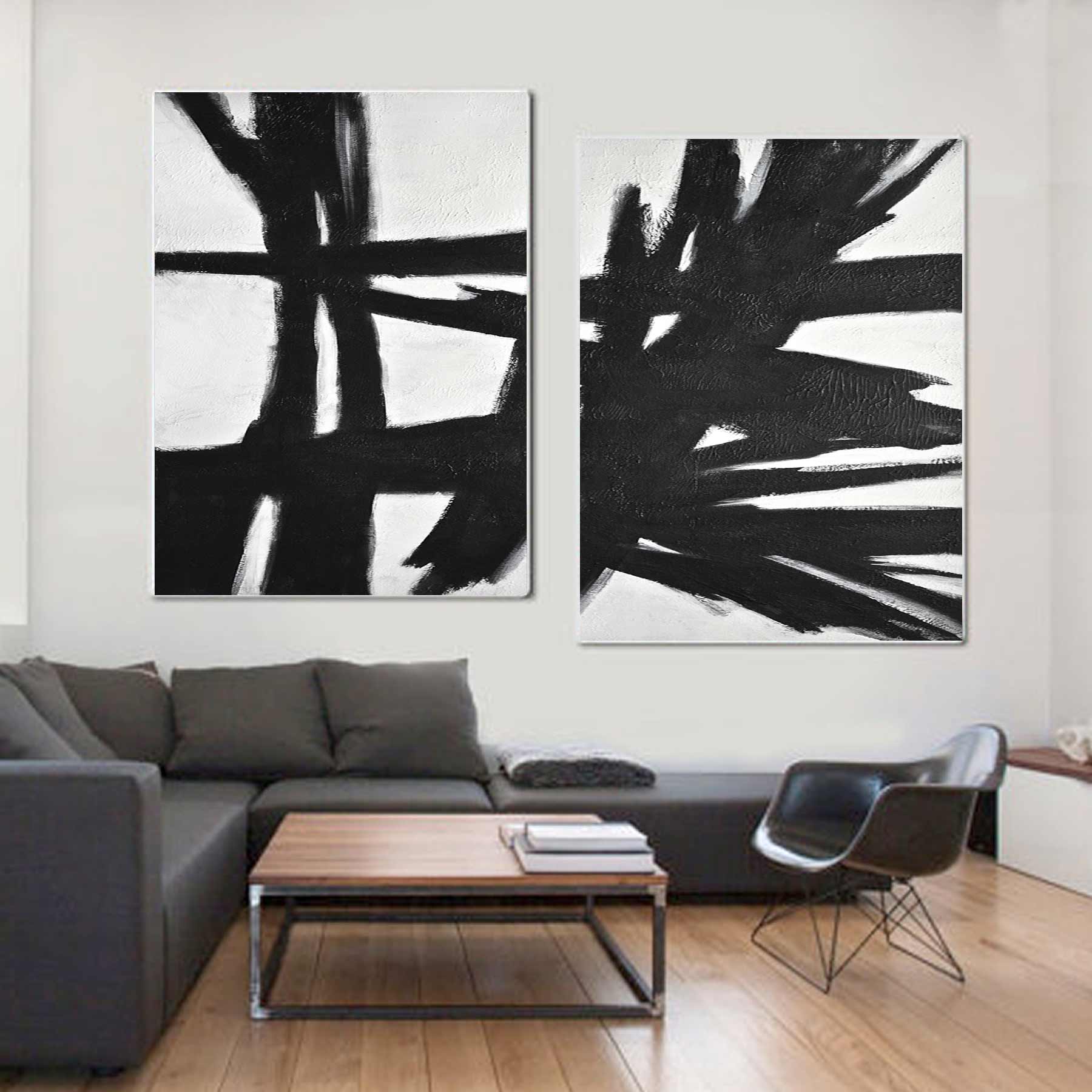 Two Piece Black and White Framed decor