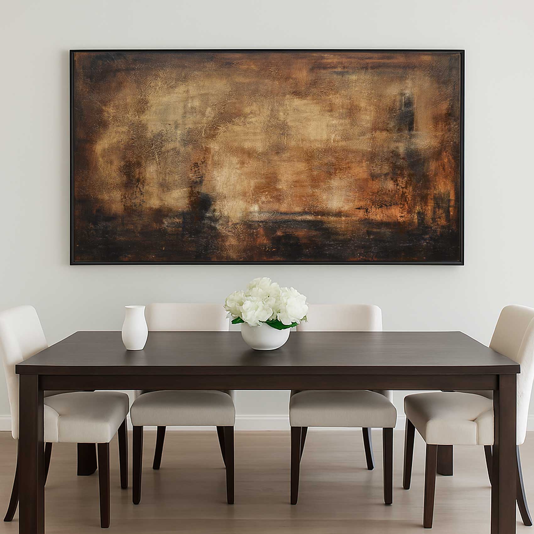 dinner table Sophisticated Brown Layered Painting Trend Wall Art Earth Tones