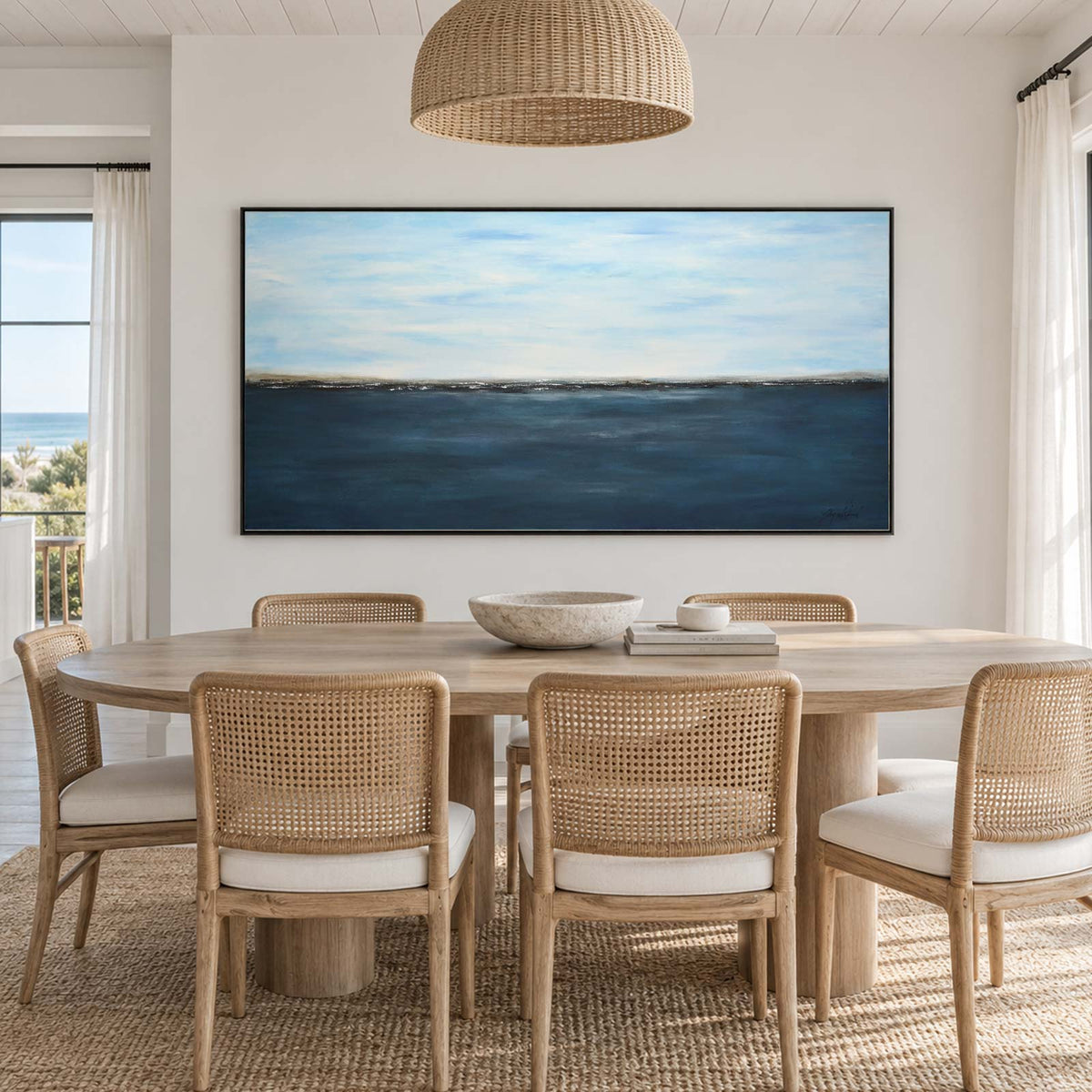 dining room art Coastal Painting Original Handmade Interior Design Panoramic Art